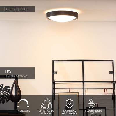 Lucide LEX - Lámpara de techo - Ø 33 cm - 2xE27 - Negro